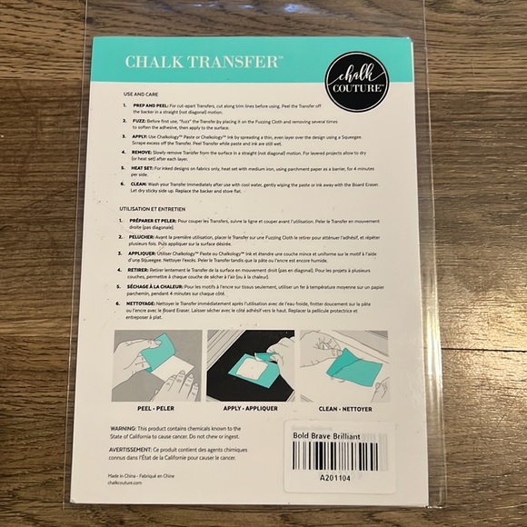 Be Bold Be Brave Chalk Couture Transfer Size A - Picture 2 of 2